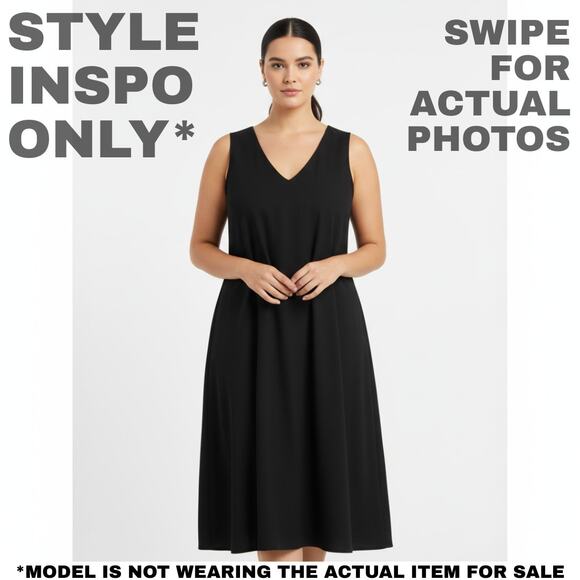 Sag Harbor 18W Classy Black 100% Wool V-neck Sleeveless Dress [0274] - Picture 2 of 11